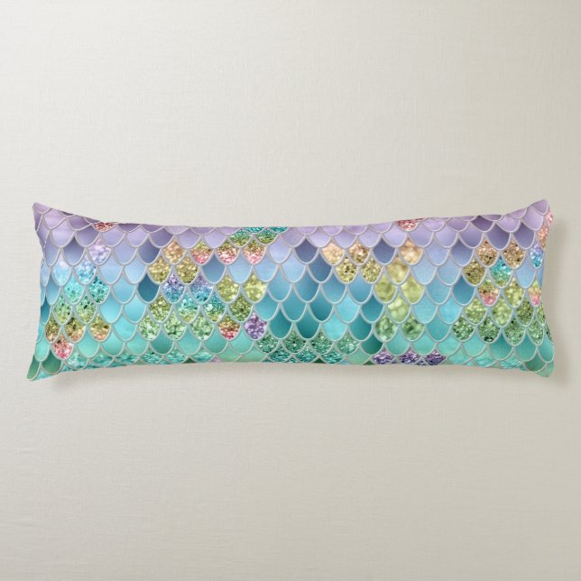 Summer Mermaid Glitzer Scales #1 (Imitate Glitzer) Seitenschläferkissen (Vorderseite)