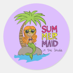 Summer Mermaid Niedlich Sticker Lila