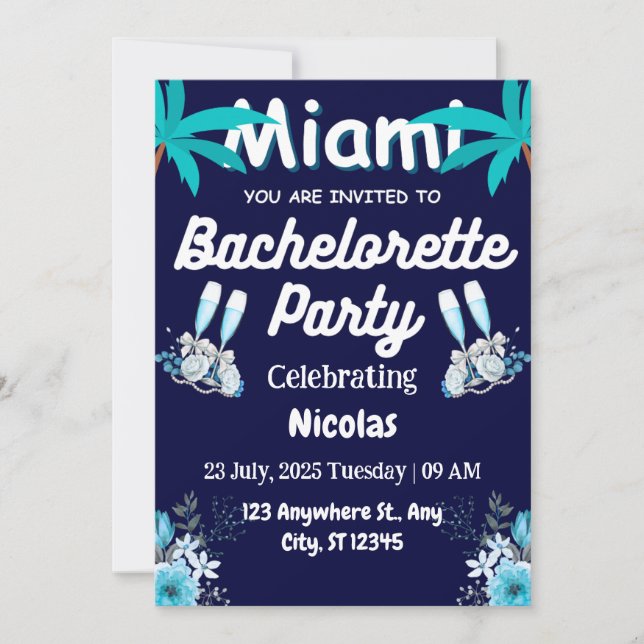 Summer Miami Weekend Beach Bachelorette Party  Einladung (Vorderseite)