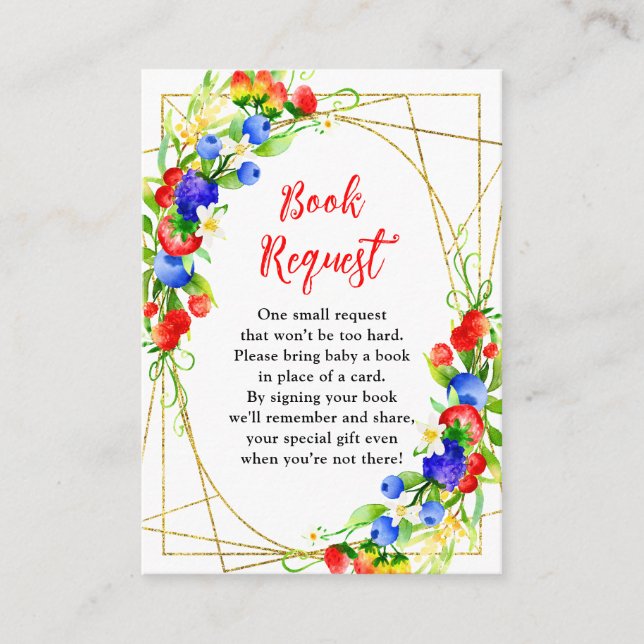 Summer Mixed Berries Baby Shower Book Request Begleitkarte (Vorderseite)