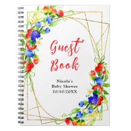 Summer Mixed Berries Baby Shower Guest Book Notizblock