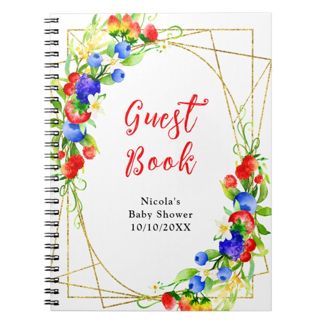 Summer Mixed Berries Baby Shower Guest Book Notizblock (Vorderseite)