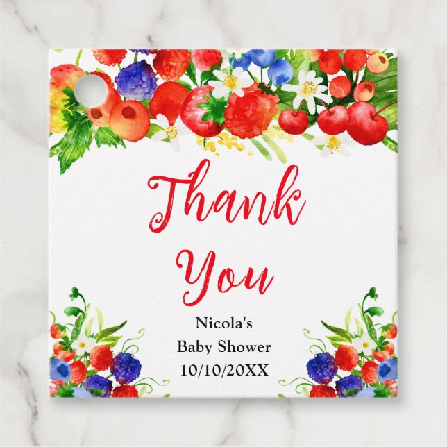 Summer Mixed Berries Baby Shower Thank You Geschenkanhänger (Vorderseite)