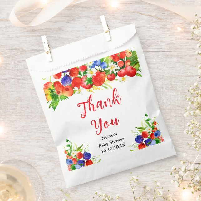 Summer Mixed Berries Baby Shower Thank You Geschenktütchen (Ausgeschnitten)