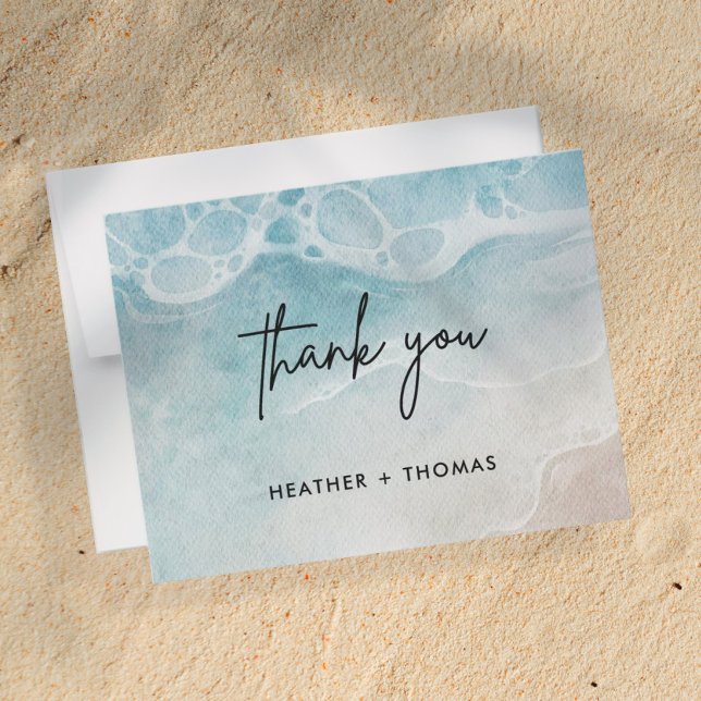 Summer Modern Beach Wedding Danke Karte (Von Creator hochgeladen)