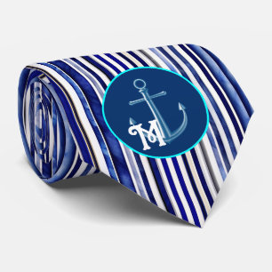Summer Modern Navy Blue Boat Stripes Collection Krawatte