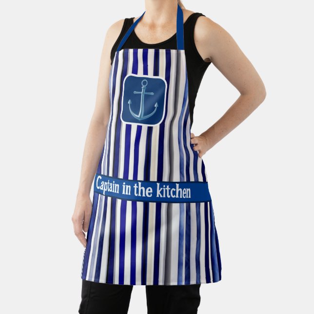 Summer Modern Navy Blue Boat Stripes Collection Schürze (InSitu)