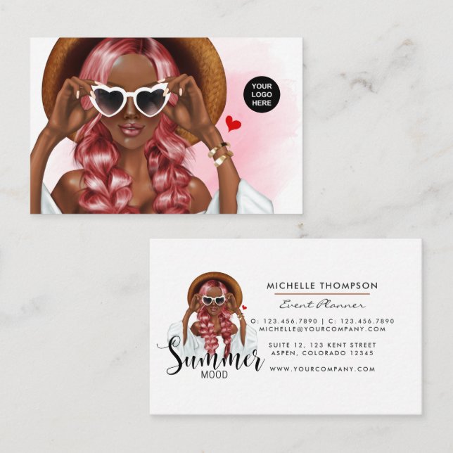 Summer Mood Fashion Event Planner Carte de visite (Devant / Derrière)