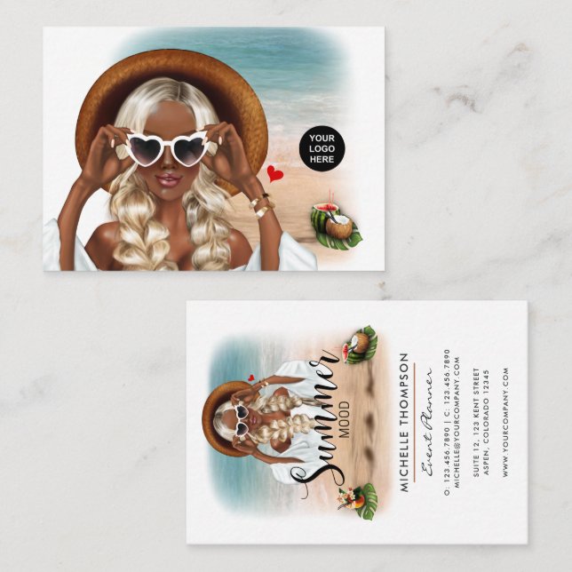 Summer Mood Fashion Event Planner Carte de visite (Devant / Derrière)