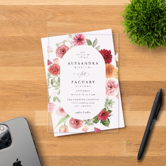 Summer Multi Color Floral Wedding 2 Acryleinladungen (Insitu (Einladungskarte))