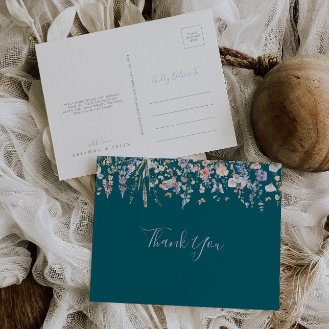 Summer Multicolor Wildblume Green Vielen Dank Postkarte (Von Creator hochgeladen)