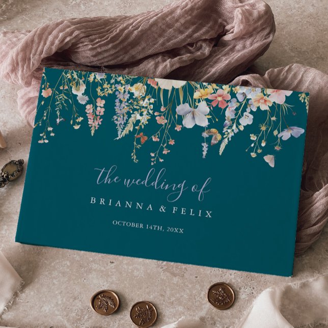 Summer Multicolor Wildblume Green Wedding Gästebuch (Von Creator hochgeladen)