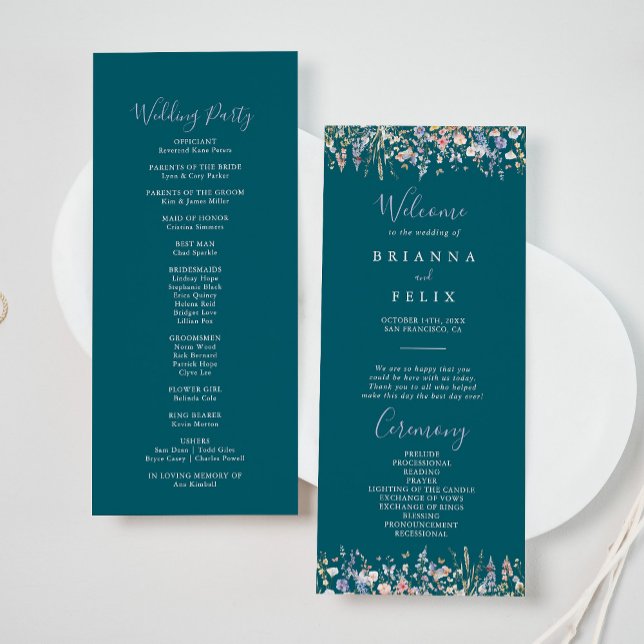 Summer Multicolor Wildblume Green Wedding Program Programm (Von Creator hochgeladen)