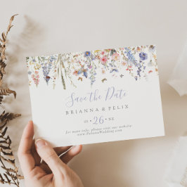 Summer Multicolor Wildblume Horizontal Hochzeit Save The Date