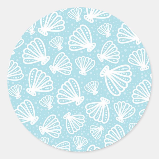 Summer Muschel Pattern Runder Aufkleber (Vorderseite)