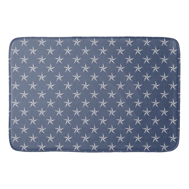 Summer Nautic Navy Blue Sea Star Starfish Badematte (Vorderseite)