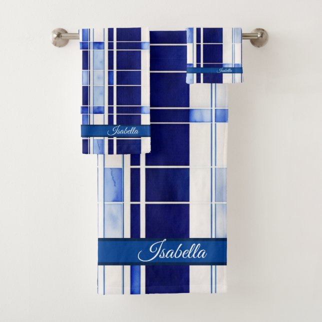 Summer Navy Blue Boat Collection de rayures modern (En situation)