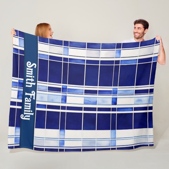Summer Navy Blue Boat Moderne Stripes Collection Fleecedecke (Beispiel)