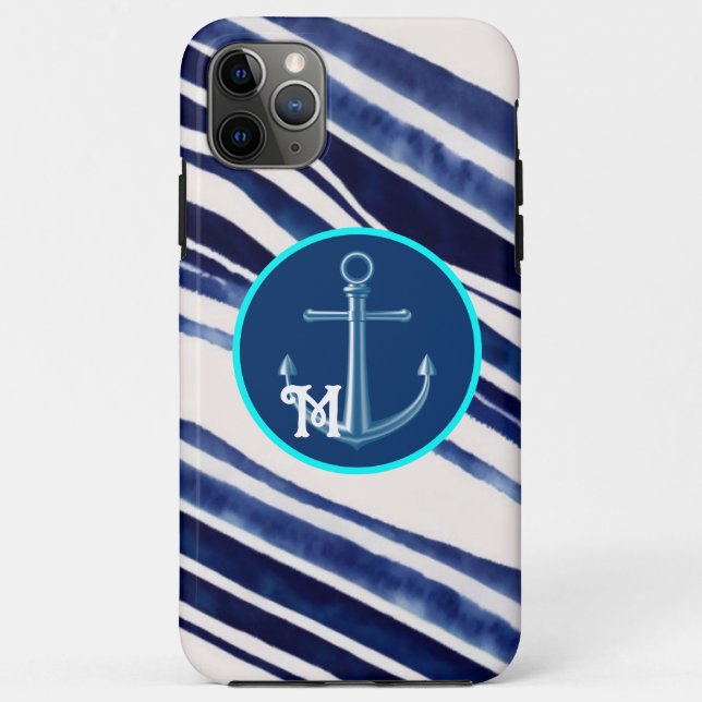 Summer Navy Blue Boat Populäre Stripes Collection Case-Mate iPhone Hülle (Rückseite)