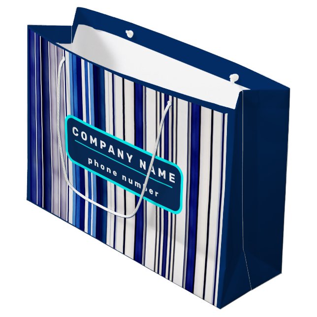 Summer Navy Blue Boot Trendy Stripes Collection Große Geschenktüte (Vorderseite Schrägansicht)
