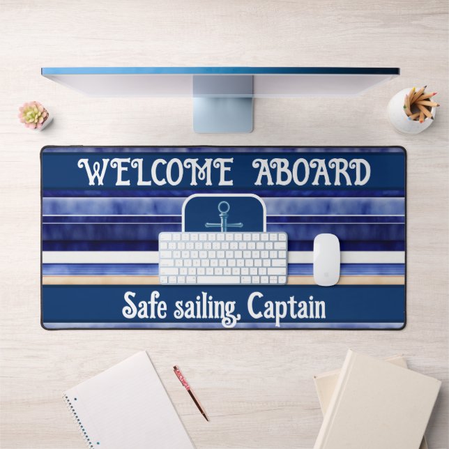 Summer Navy Blue Modern Bootstrip Collection Schreibtischunterlage (Büro 1)