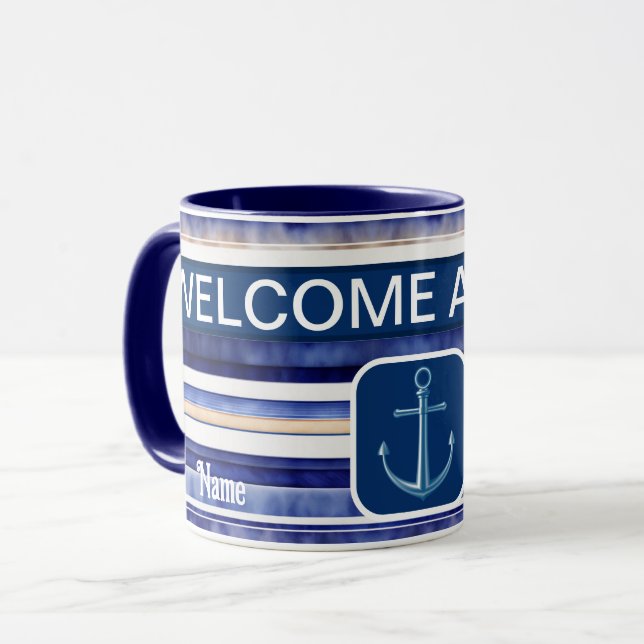 Summer Navy Blue Modern Bootstrip Collection Tasse (Vorderseite Links)