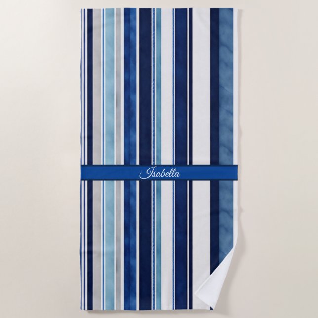 Summer Navy Blue Popular Boat Stripes Collection Strandtuch (Vorderseite)