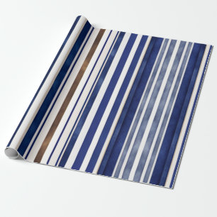 Summer Navy Blue Trendboot Stripes Collection Geschenkpapier