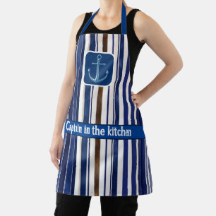 Summer Navy Blue Trendboot Stripes Collection Schürze