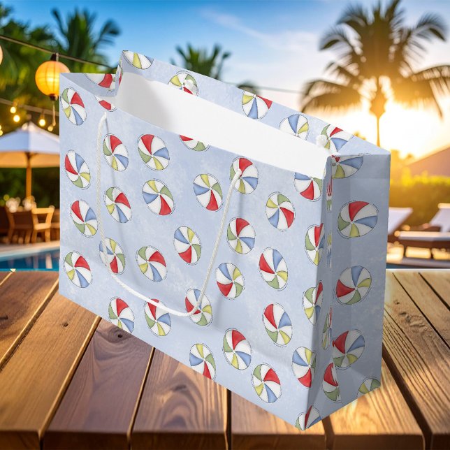 Summer Niedlich Beach Balls Muster Große Geschenktüte (Summer beach ball pattern large gift bag.)