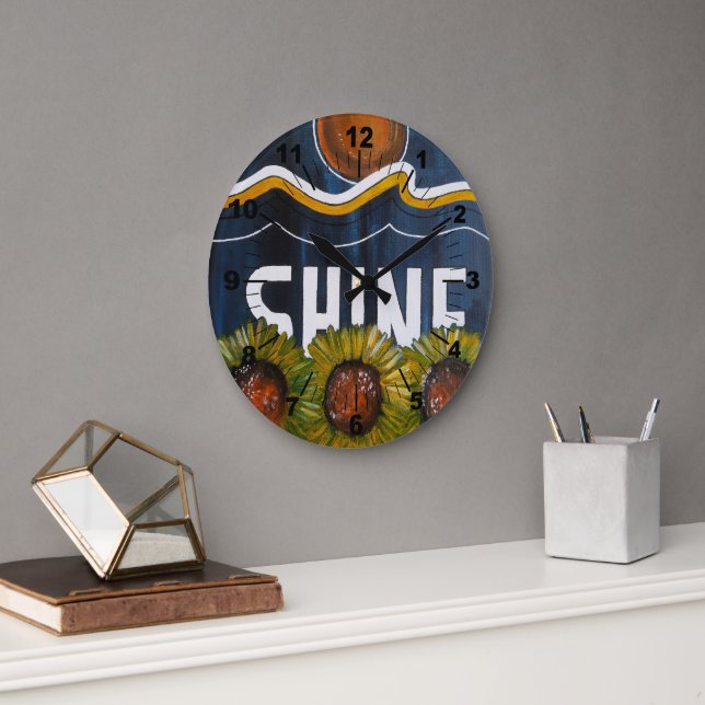 Summer Nights Painting by Alfred Fox Große Wanduhr (Büro)