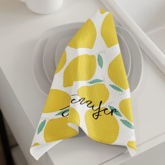Summer Novelty Lemon-Muster gedruckt Personalisier Geschirrtuch (Von Creator hochgeladen)