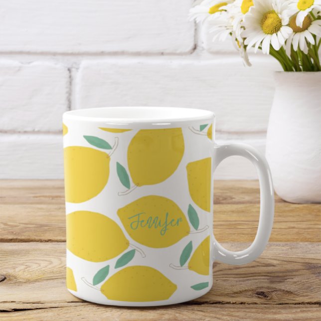 Summer Novelty Lemon-Muster gedruckt Personalisier Kaffeetasse (Von Creator hochgeladen)