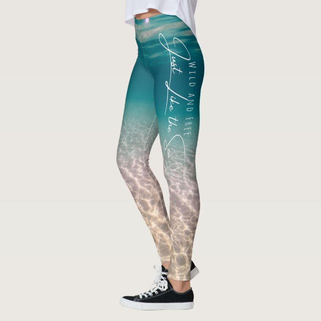Summer Ocean Beach Leggings "Wild and Free" (Gauche)