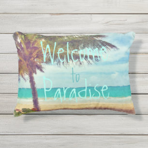 Summer Ocean Beach Palm Tree Aquarellmalerei Kissen Für Draußen