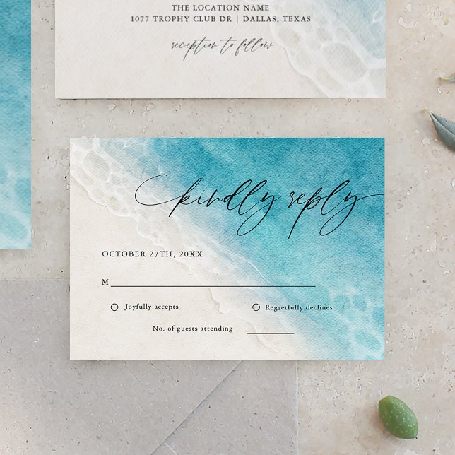 Summer Ocean Beach Wedding Carte RSVP (Créateur téléchargé)