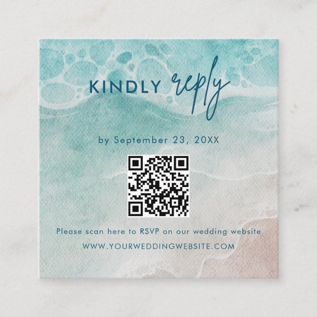 Summer Ocean Blue Beach  Wedding RSVP Card Begleitkarte (Vorderseite)