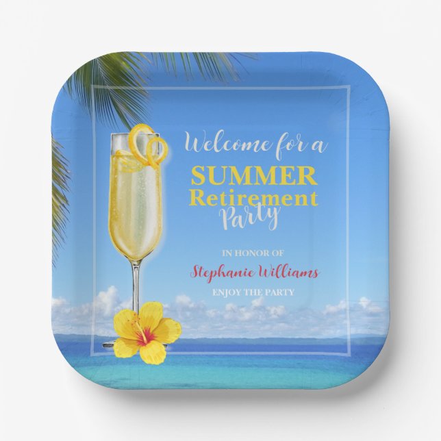 Summer Ocean Cocktail Party für Frauen im Ruhestan Pappteller (Vorderseite)