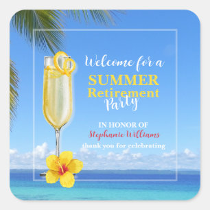 Summer Ocean Cocktail Party für Frauen im Ruhestan Quadratischer Aufkleber