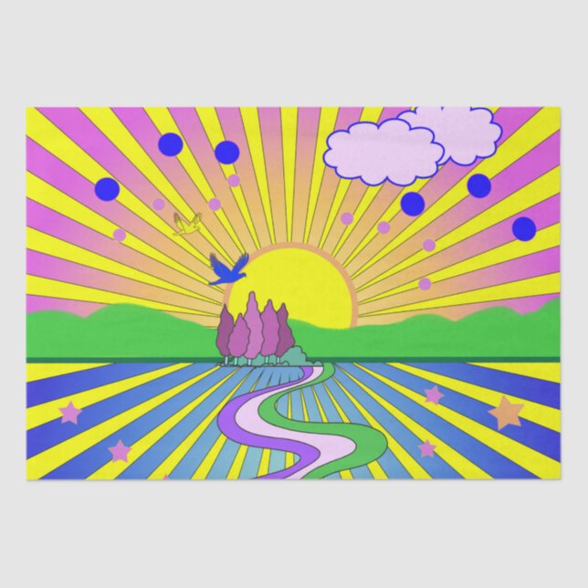 Summer of Liebe Psychedelic Sixties Sunburst  Seidenpapier (Vorderseite)