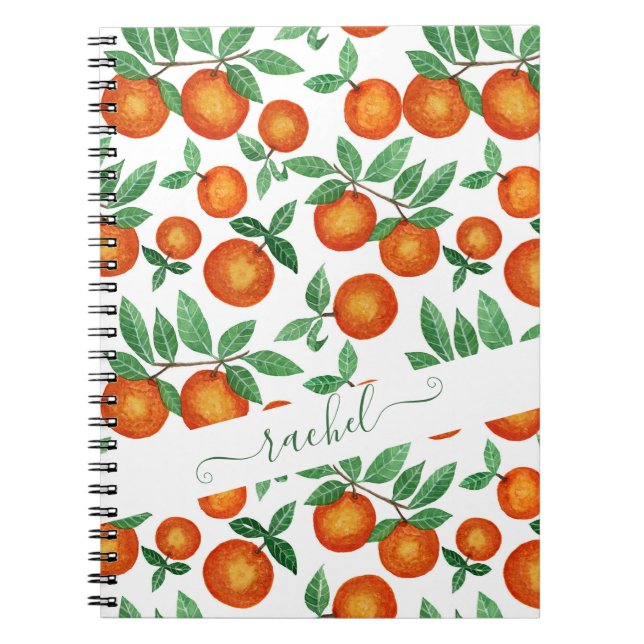 Summer Orange Citrus Wasserfarbe Fruchtmuster Notizblock (Vorderseite)