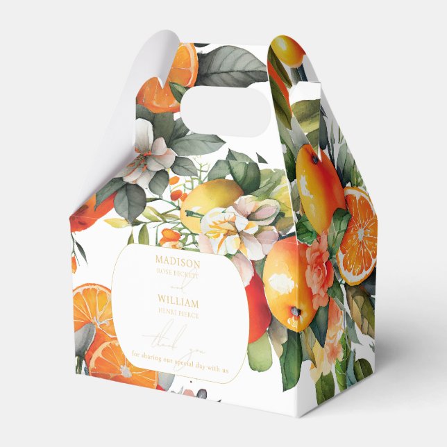 Summer Orange Fruit Wedding Personalisiert Danke Geschenkschachtel (Vorderseite)