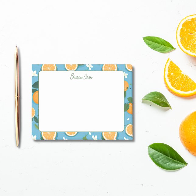 Summer Orange Individuelle Name Stationery Post-it Klebezettel (Summer Oranges Custom Name Stationery Post-it Notes)