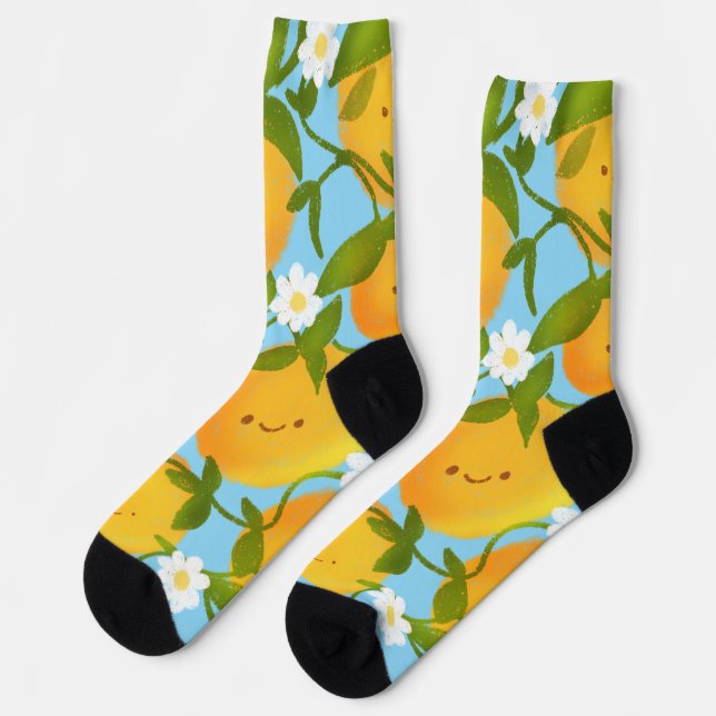 Summer Orange Tree Garden Socken (Linkes Detail)