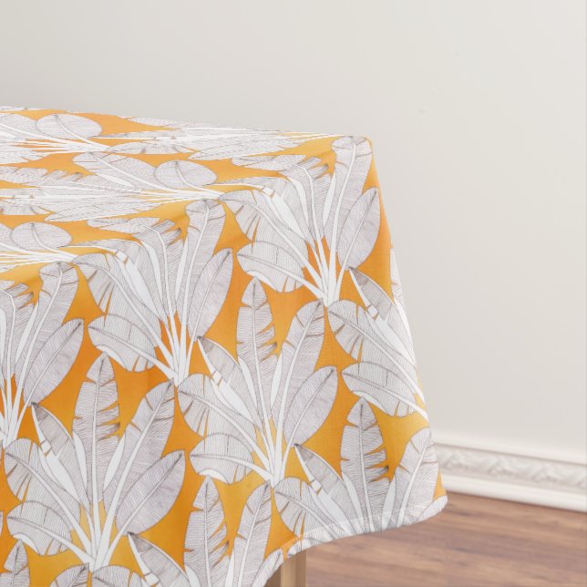 Summer Orange Tropical Forest Blätter Tischdecke (Beispiel)