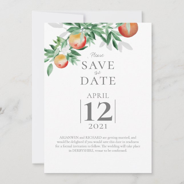 Summer Orchard Save the Date Einladung (Vorderseite)