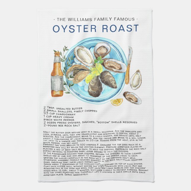 Summer Oyster Roast | Recipe Heirloom Teetuch Geschirrtuch (Vertikal)