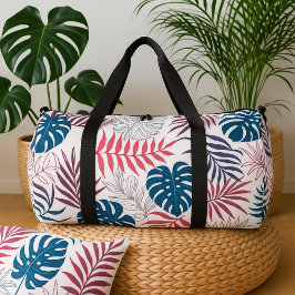 Summer palm layout rainforest leaf motif beach  duffle bag