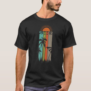 Summer Palm Tree Umbrella Hawaiian Tropical Beach T-Shirt