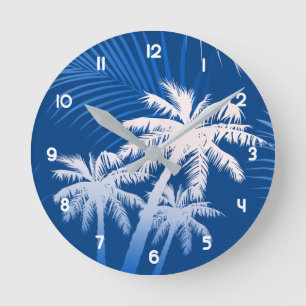 Summer palm trees runde wanduhr